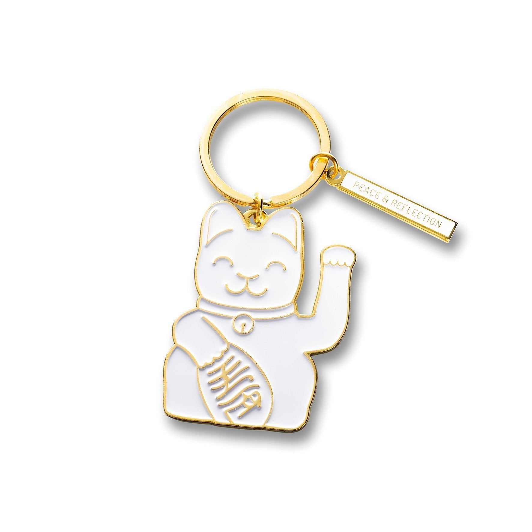 Porte-clés Chat Chanceux Blanc Donkey | Boutique d'objets cadeaux designs