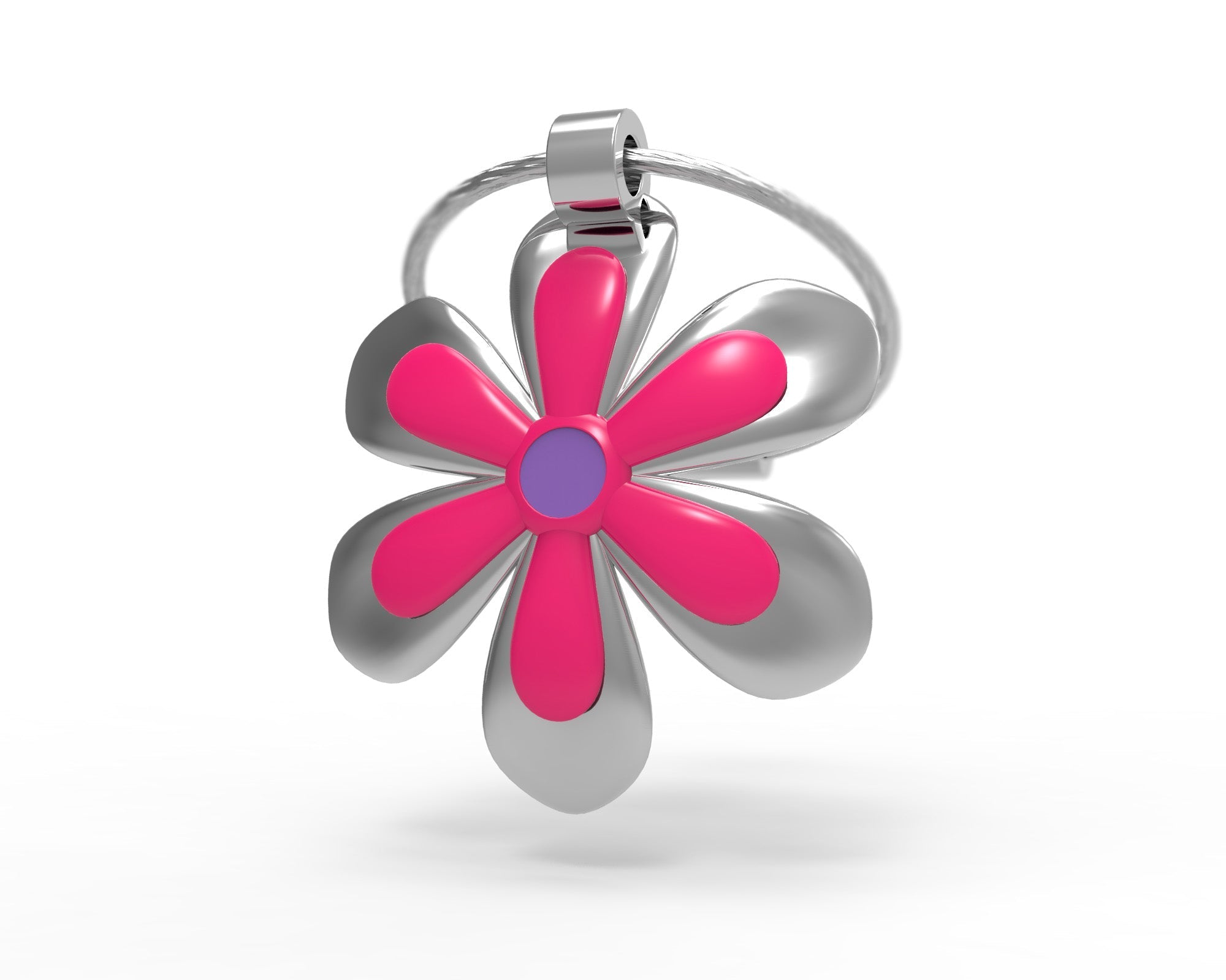 Silberner Blumen-Schlüsselanhänger