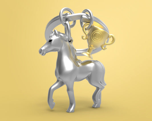 Porte clés Cheval de Course Argenté Meta[l]morphose | Boutique d'objets cadeaux designs 