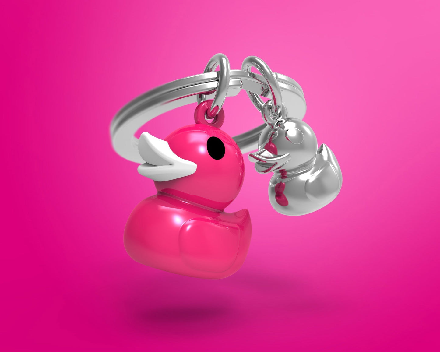 Portachiavi con anatra rosa fucsia