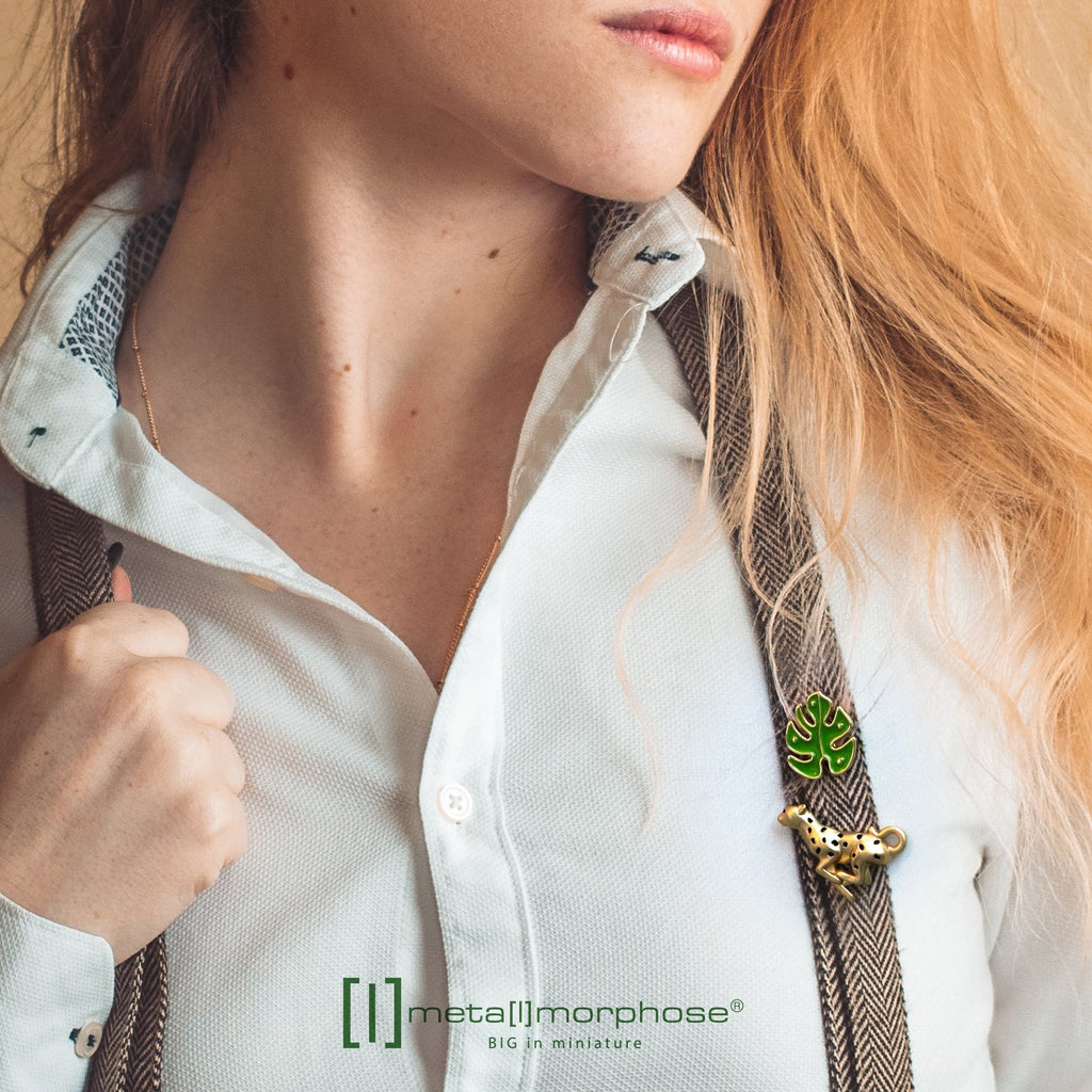 Leopard and Tropical Leaf Pin