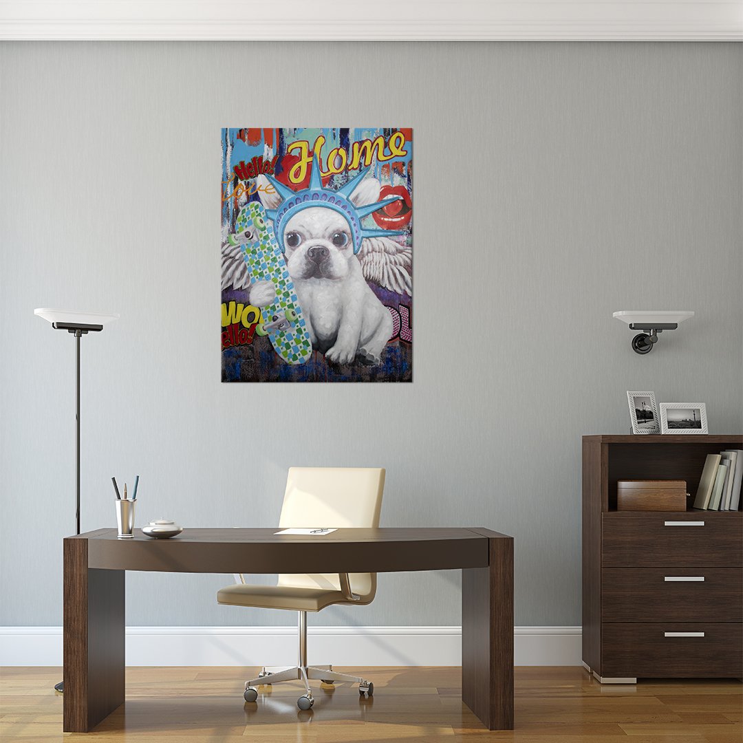 'Liberty Dog' Wall Artwork with LED Neon - STANDARD