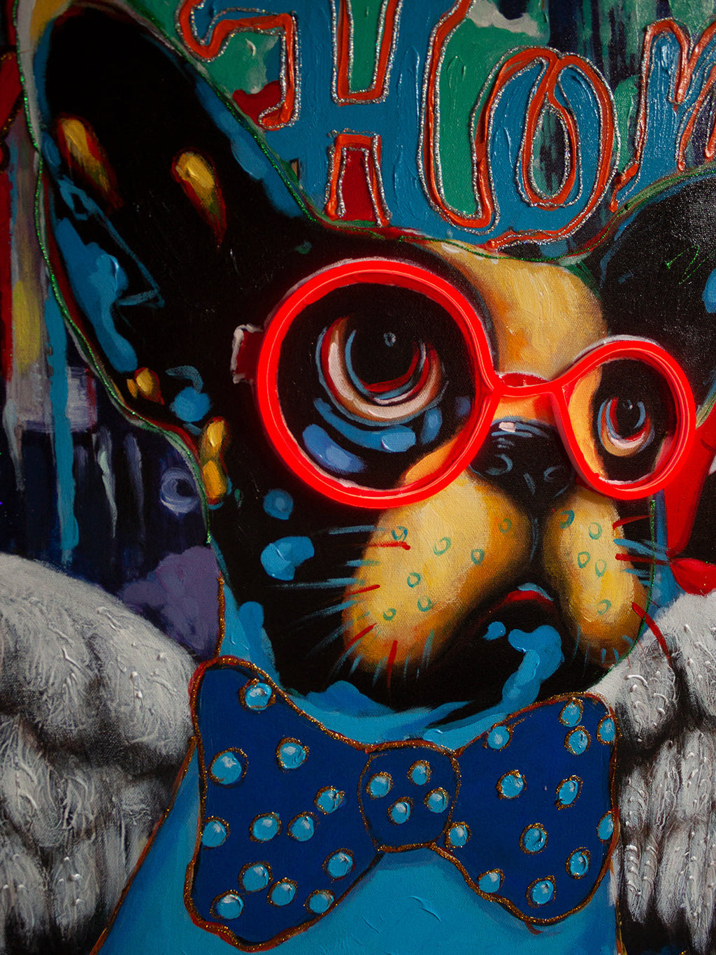 Wandkunstwerk „Hund mit Flügeln“ mit LED-Neon – STANDARD