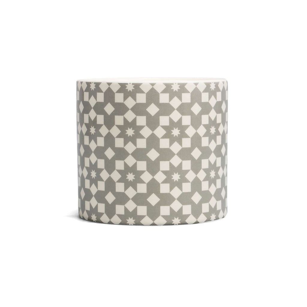 Pot de fleurs Carreaux - fleurs grises