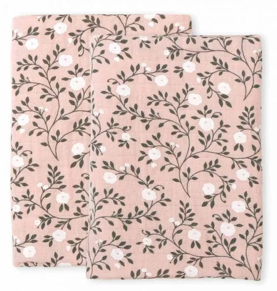 Lot de 2 langes en coton bio - Fleurs Rose – A Little Lovely Company