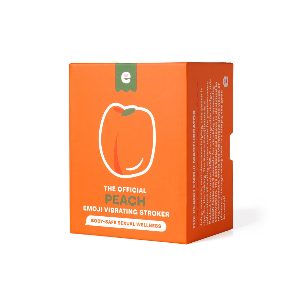 Boîte du Masturbateur Vibrant Pêche Emojibator – vue de trois quarts