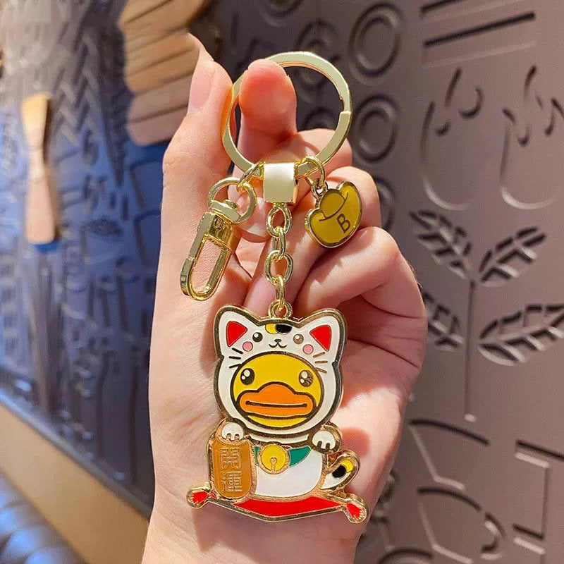 Porte-Clés Canard Chat Chanceux