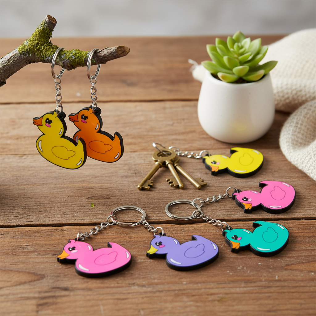 Colored Ducks Keychain