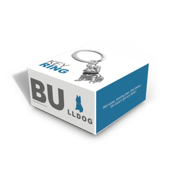 porte cles bull dog argente metalmorphose 