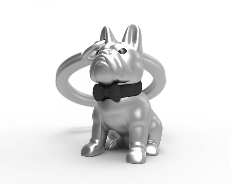 porte cles bull dog argente metalmorphose 