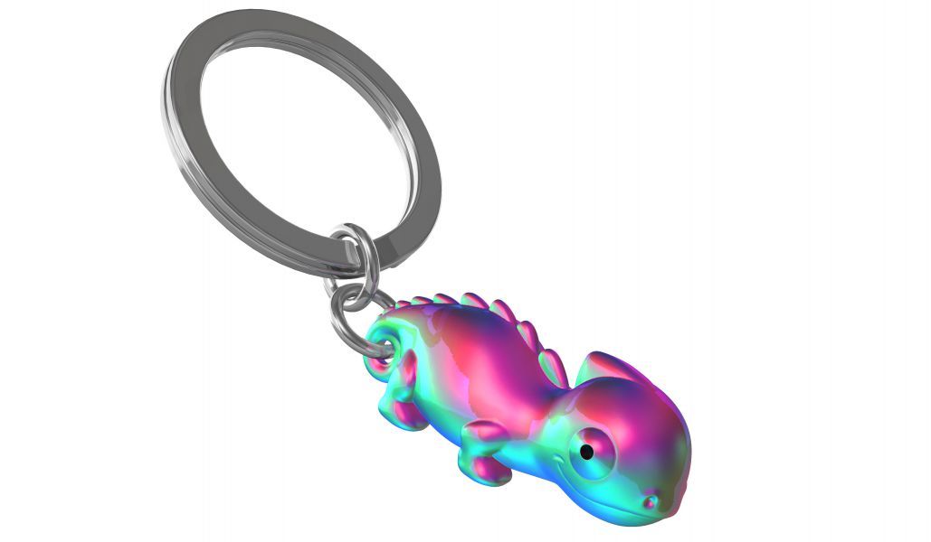 porte cles cameleon arc en ciel metalmorphose 