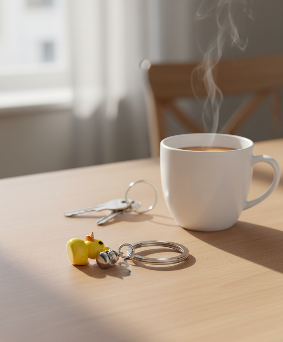 Portachiavi con anatra gialla