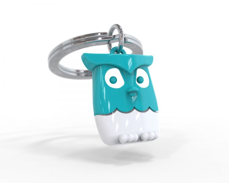 porte cles hibou turquoise metalmorphose 