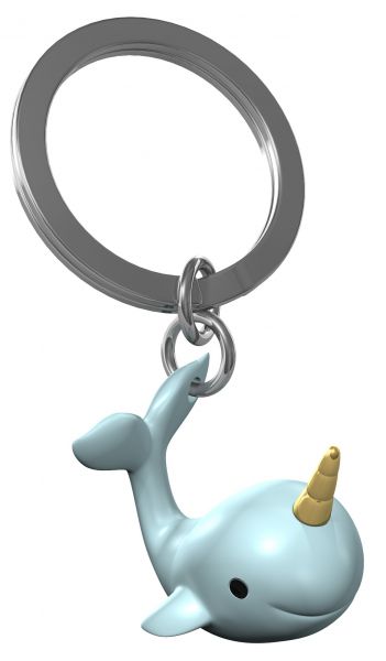 porte cles narval bleu clair metalmorphose 