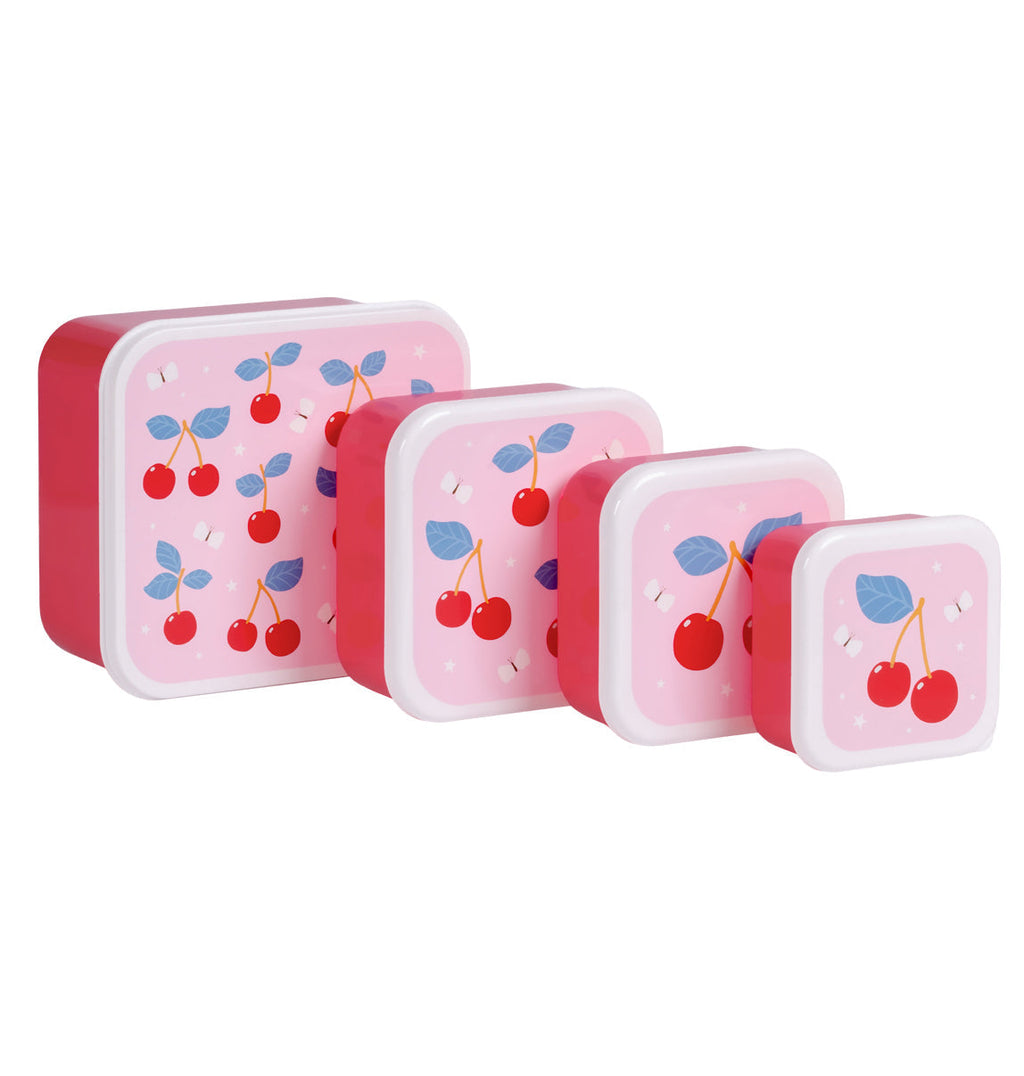 Lot de 4 boîtes repas et goûter - Cerises – vue 4 – A Little Lovely Company