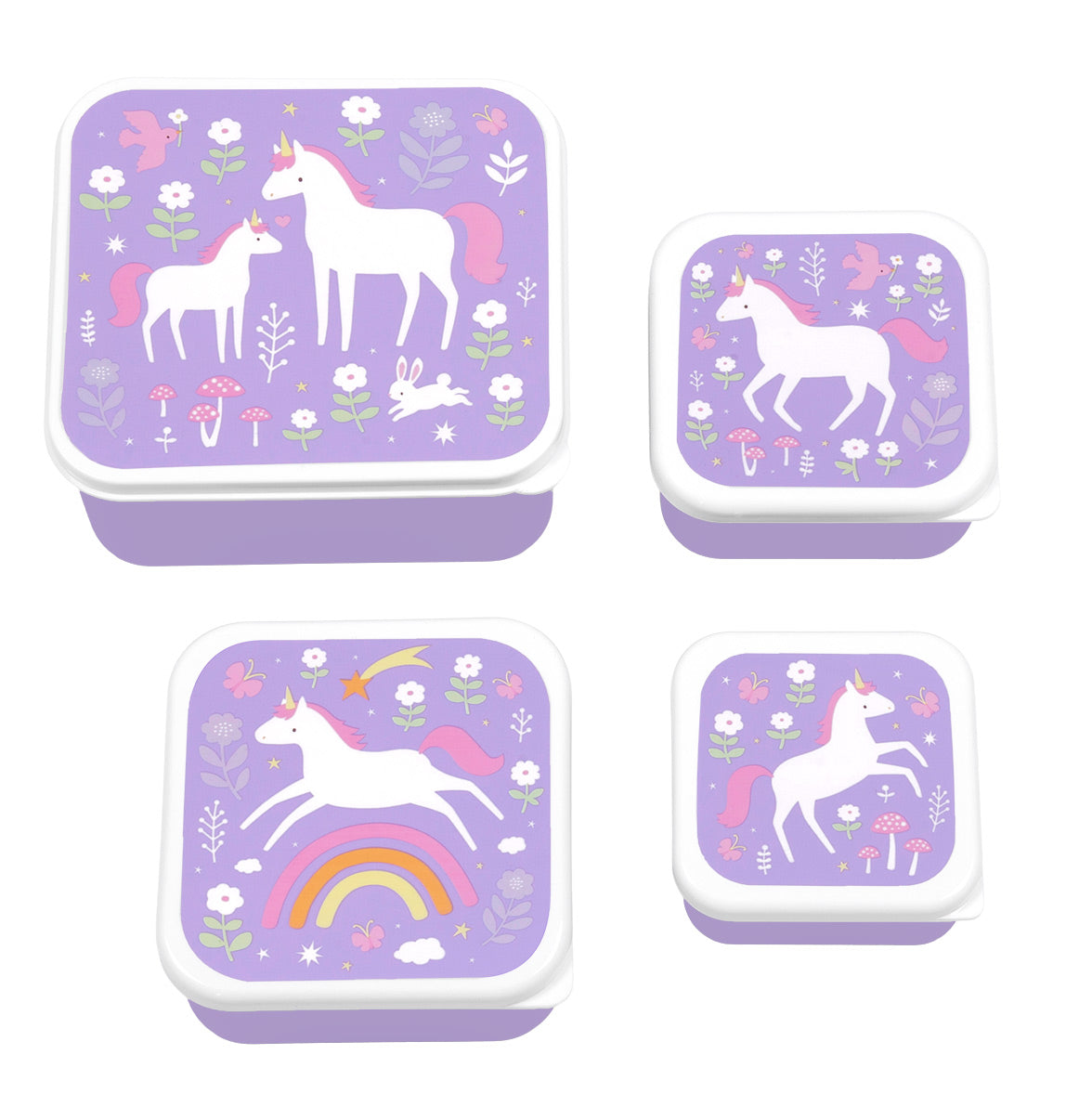 Lot de 4 boîtes repas et goûter - Unicorn Dreams – A Little Lovely Company