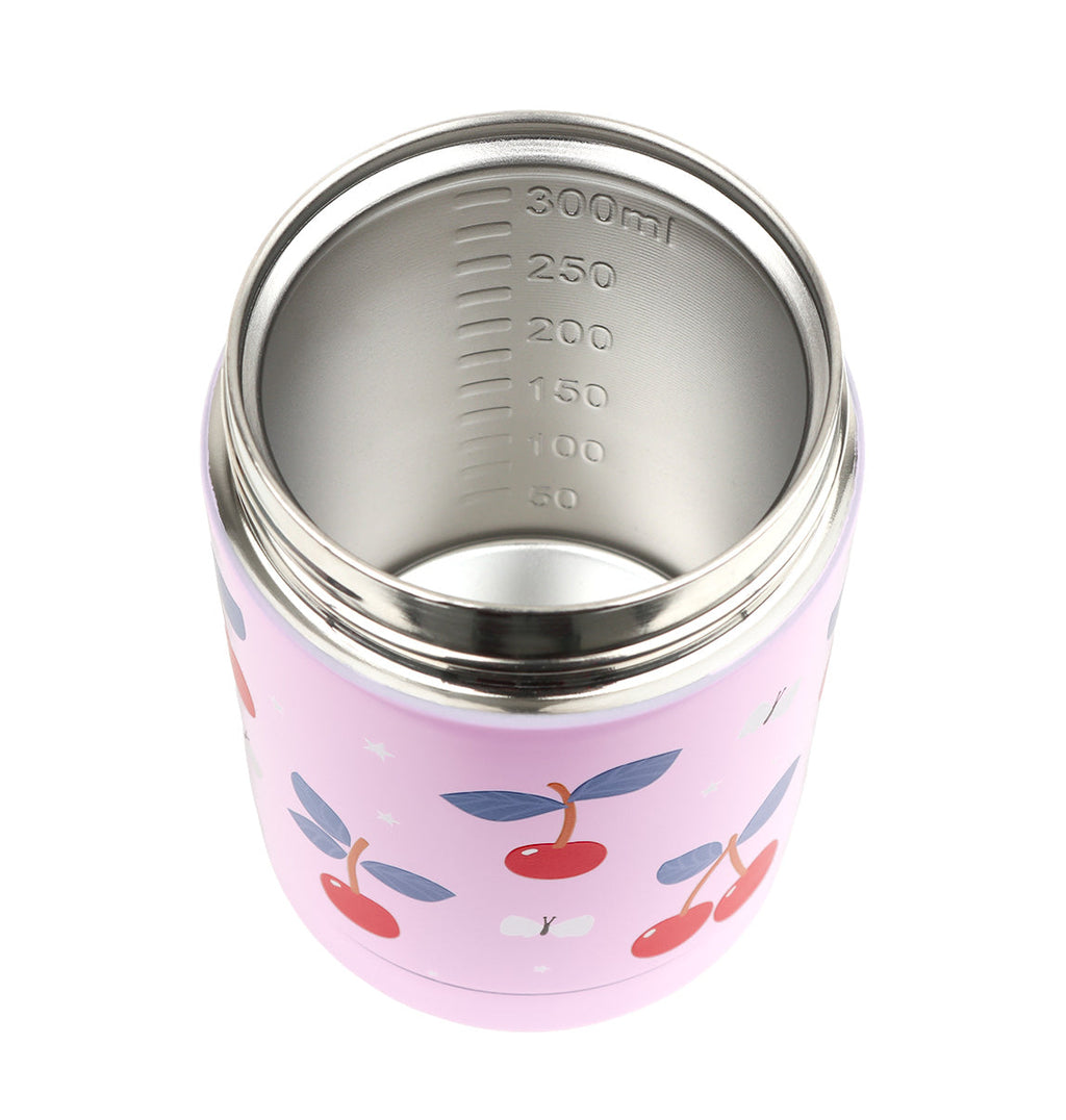 Pot alimentaire isotherme en inox - Cerises – vue 4 – A Little Lovely Company