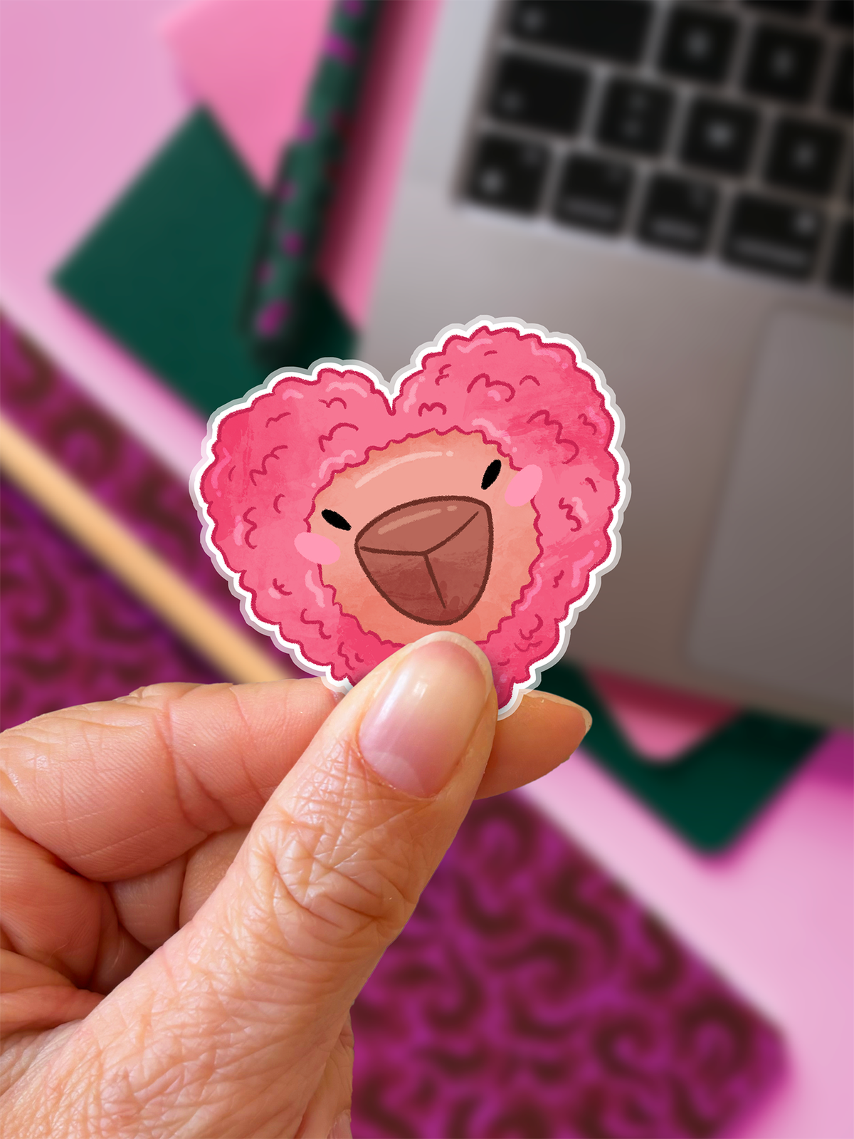 Carlos le capybara, chapeau coeur | Sticker — vue 2