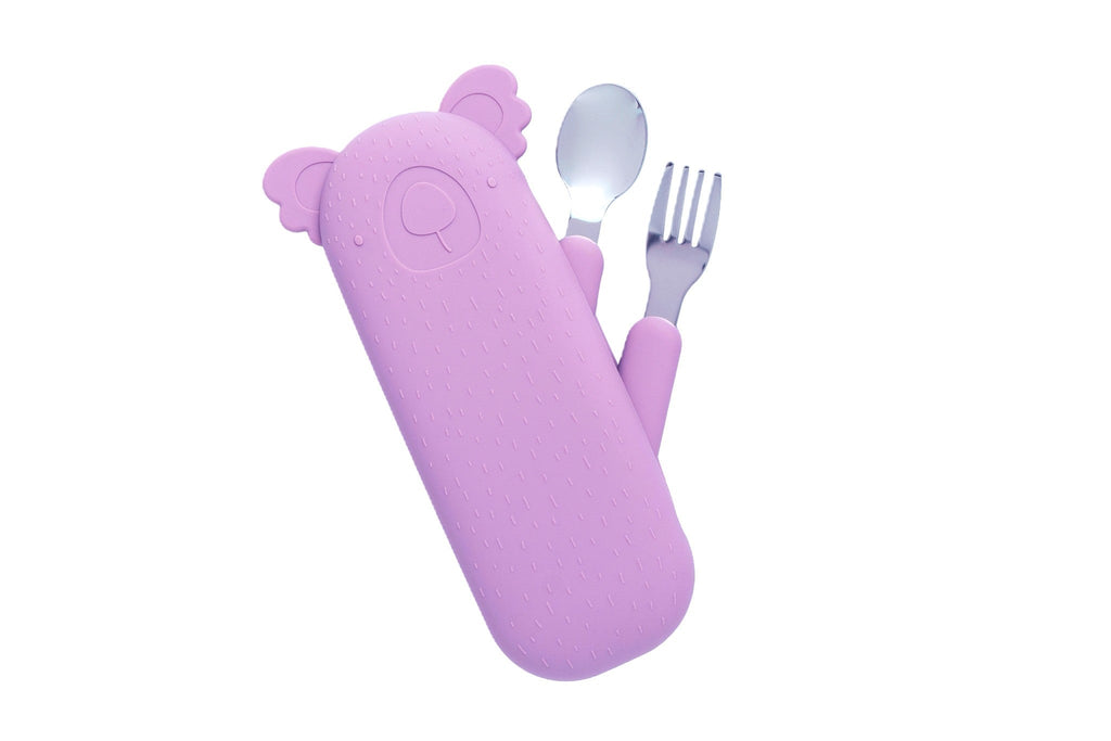 Zoe the Koala Besteckset mit Silikonhülle Lilac