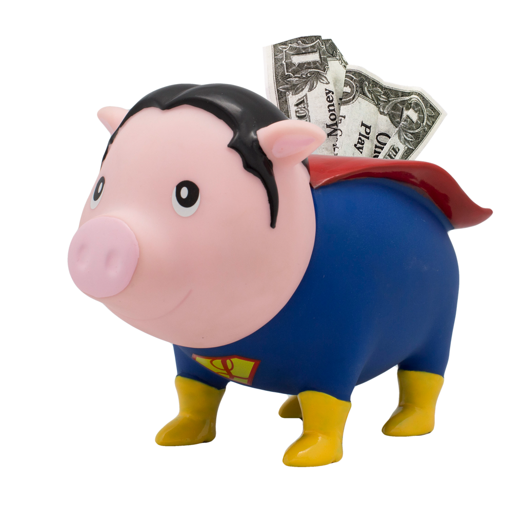Duo de Tirelires Cochons Super-Héros – Homme et Femme