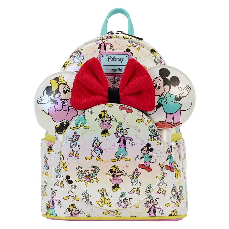 disney100 mickey friends classic all over print iridescent mini backpack with ear headband WDBKS0023 671803478398