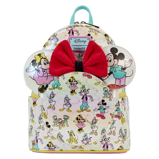 disney100 mickey friends classic all over print iridescent mini backpack with ear headband WDBKS0023 671803478398