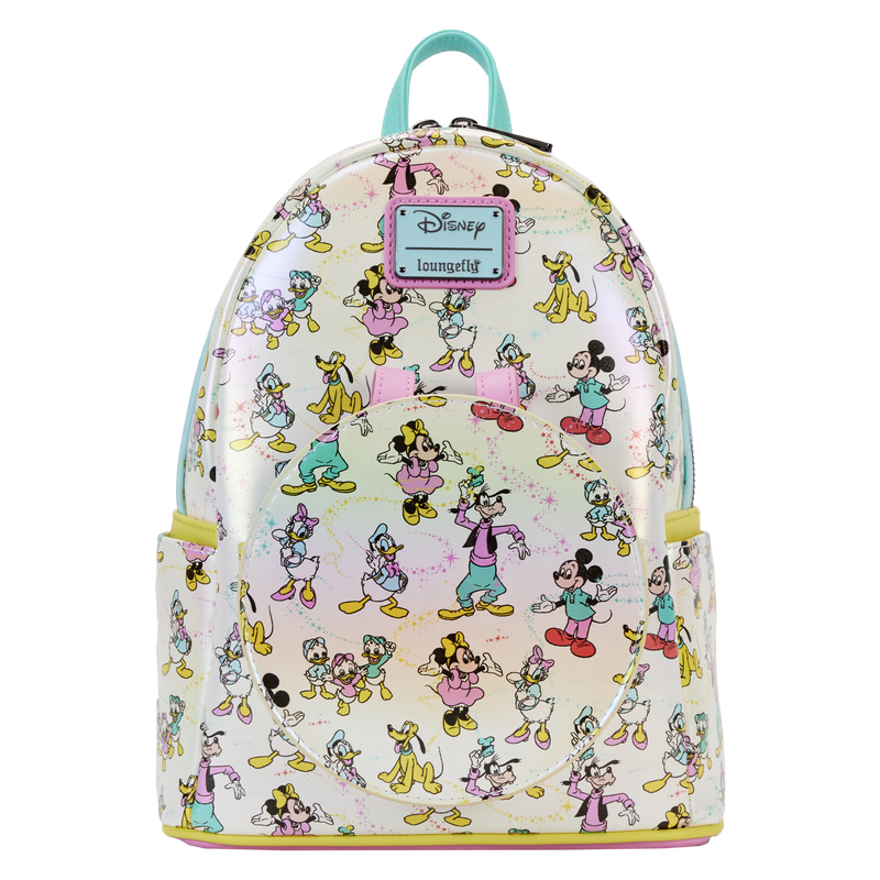 disney100 mickey mouse classic corduroy convertible mini backpack & crossbody Loungefly Disney100 Mickey & Friends Classic AOP Mini Backpack With Ear Headband