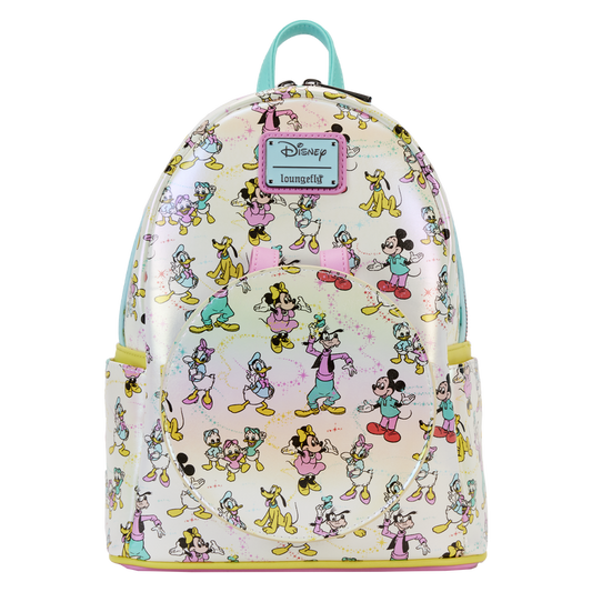 disney100 mickey friends classic all over print iridescent mini backpack with ear headband 