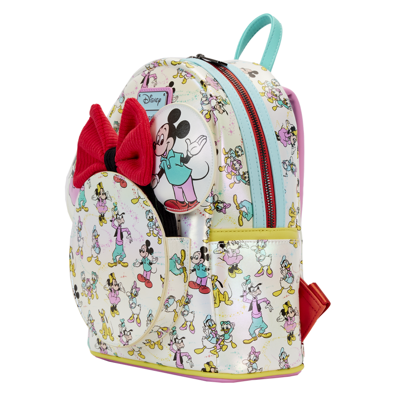disney100 mickey friends classic all over print iridescent mini backpack with ear headband 
