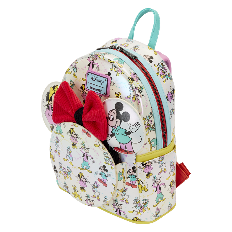 disney100 mickey friends classic all over print iridescent mini backpack with ear headband 
