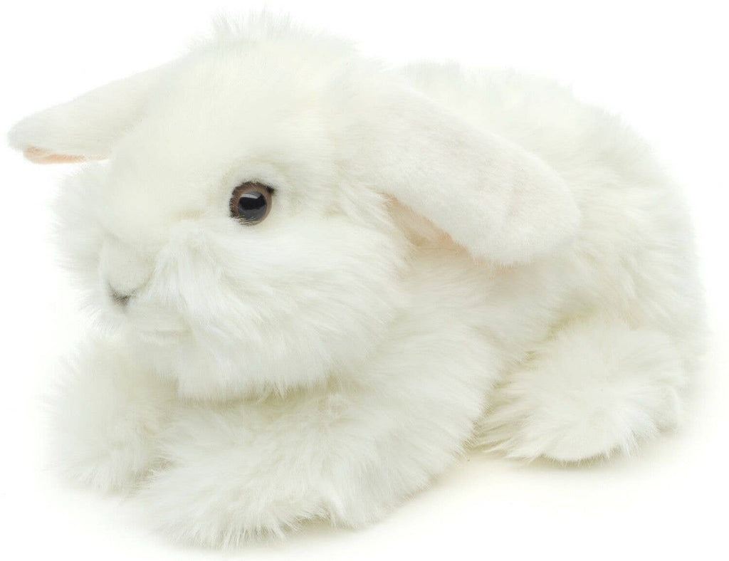 Peluche lapin tête de lion blanc couché Uni Toys
