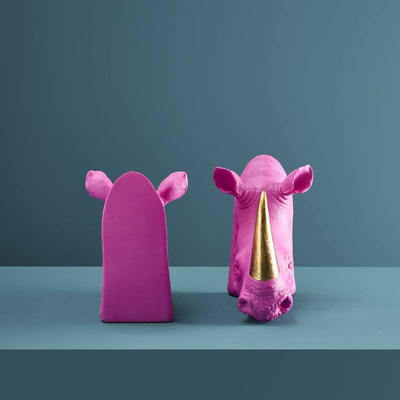 S/2 Serre-livres Rhinocéros, Magenta, 39,5 x 14,2 x 20,5 cm