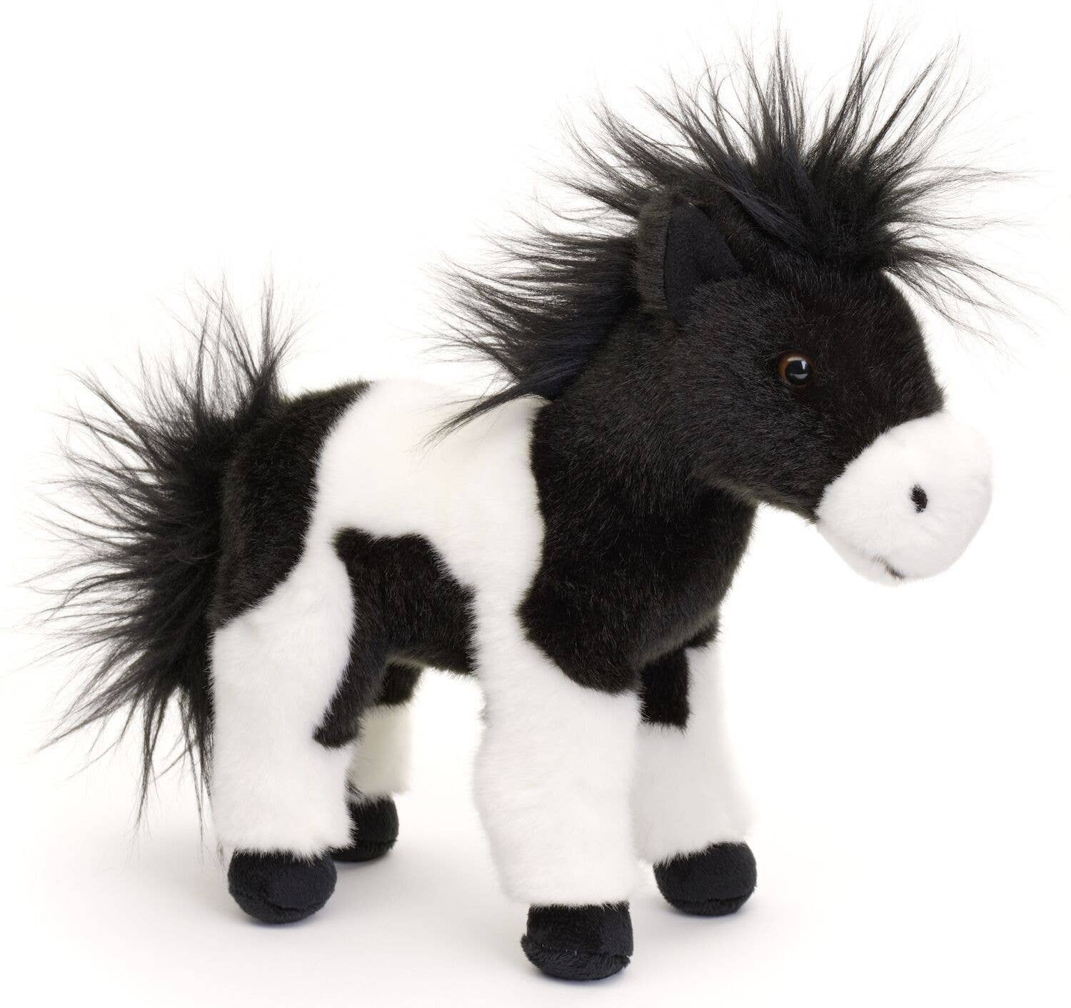 Cheval noir et blanc, debout - peluche Uni Toys