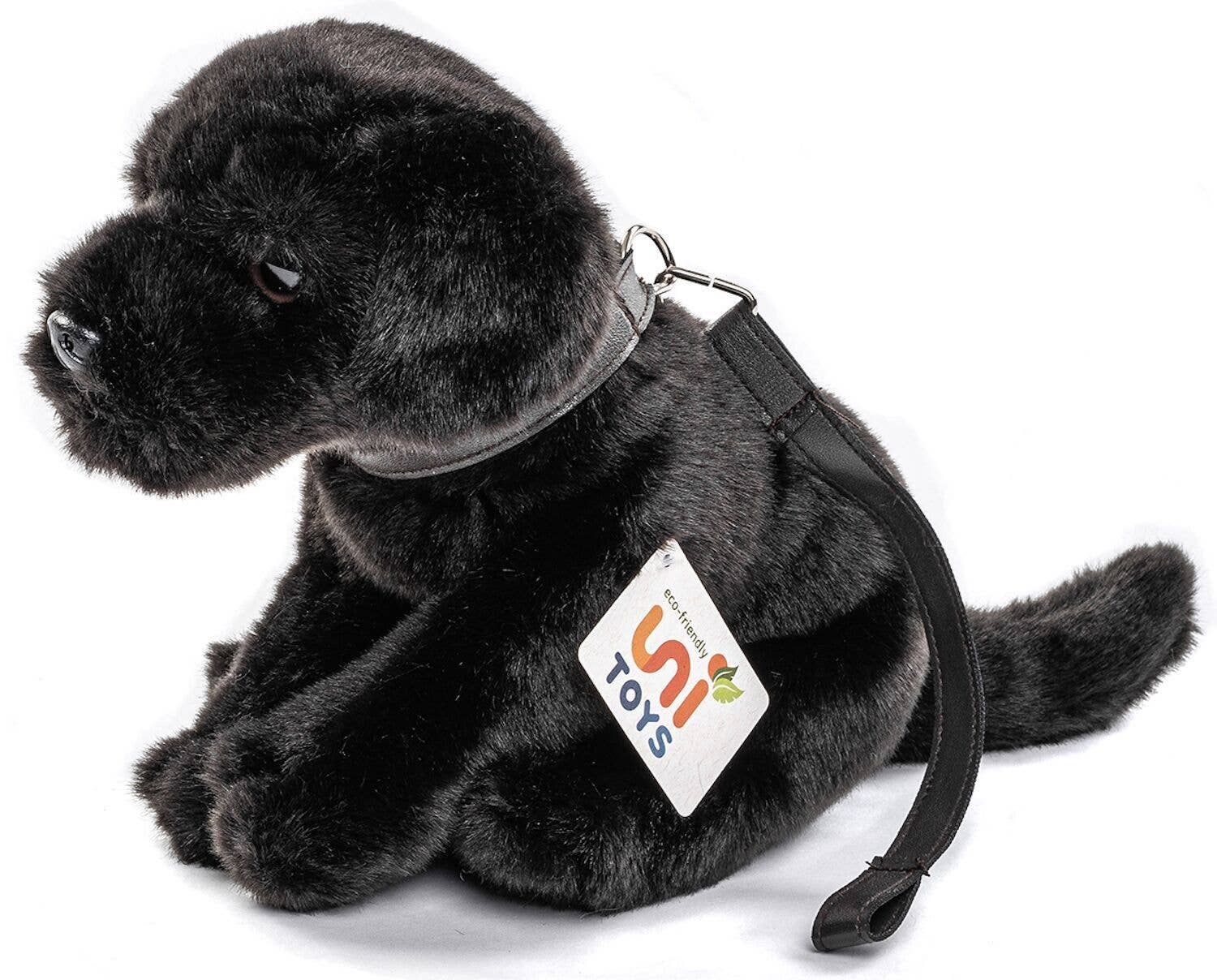 Peluche Chiot labrador (noir), avec laisse Uni Toys