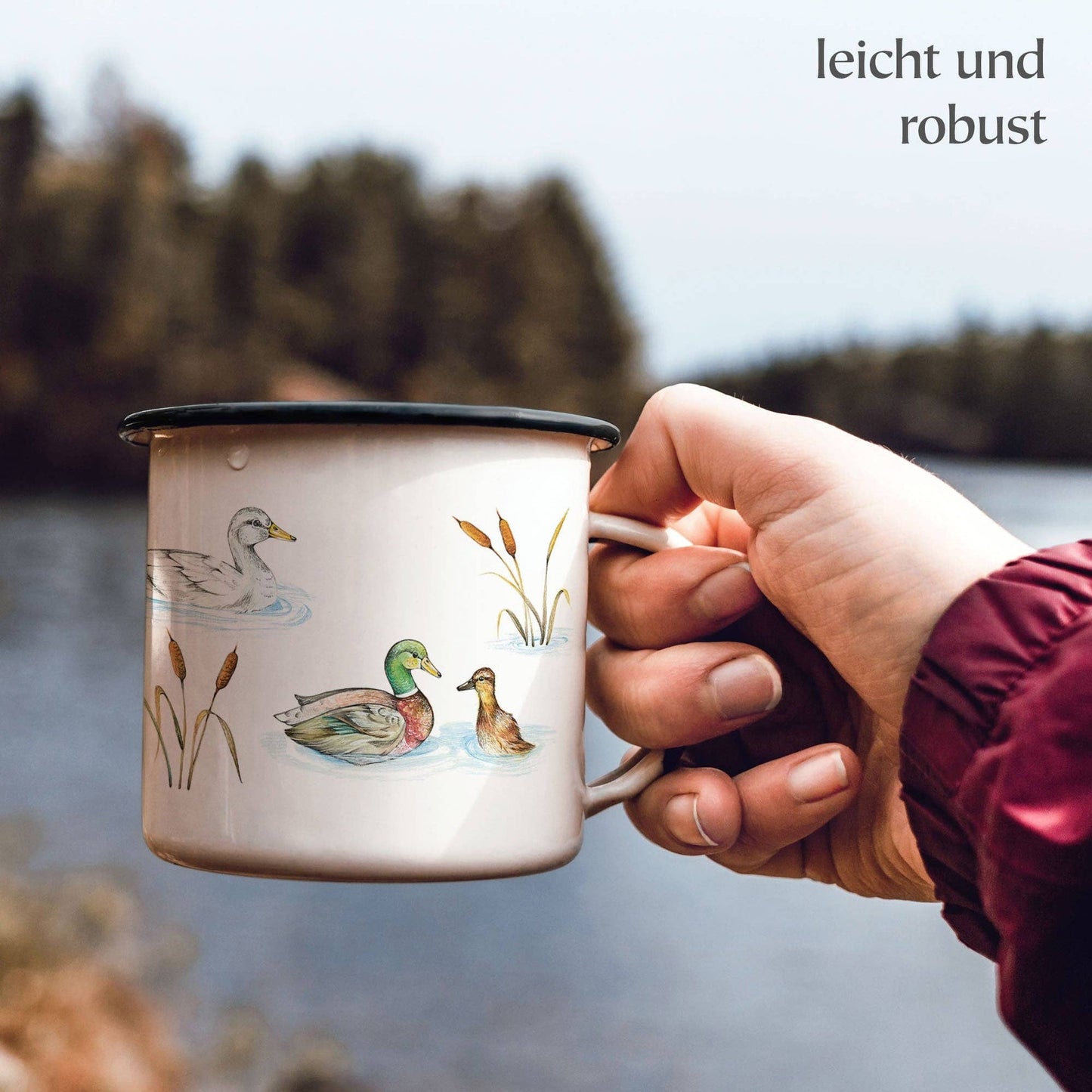 Mug émaillée – Étang des canards