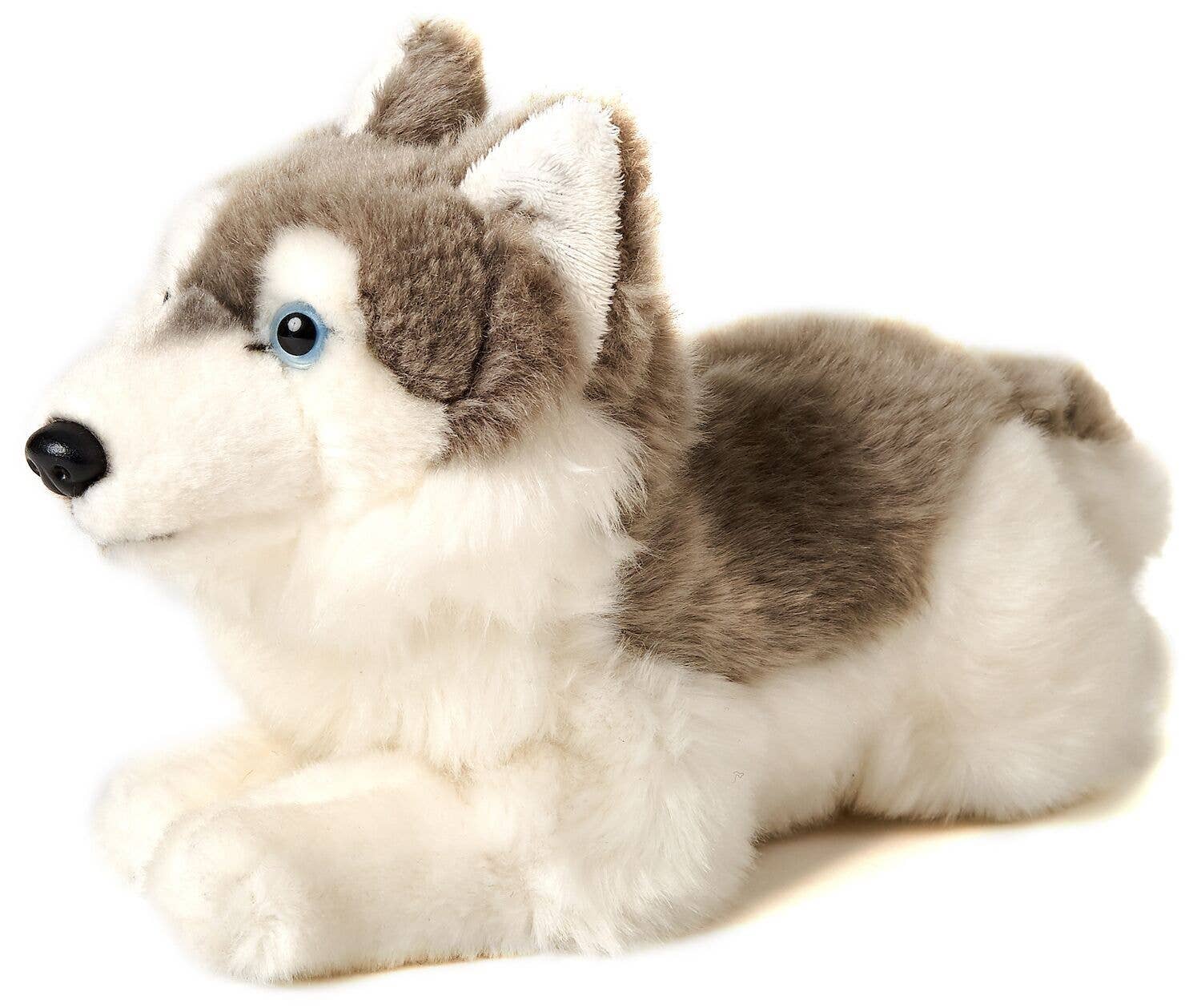 Peluche Husky gris, couché Uni Toys