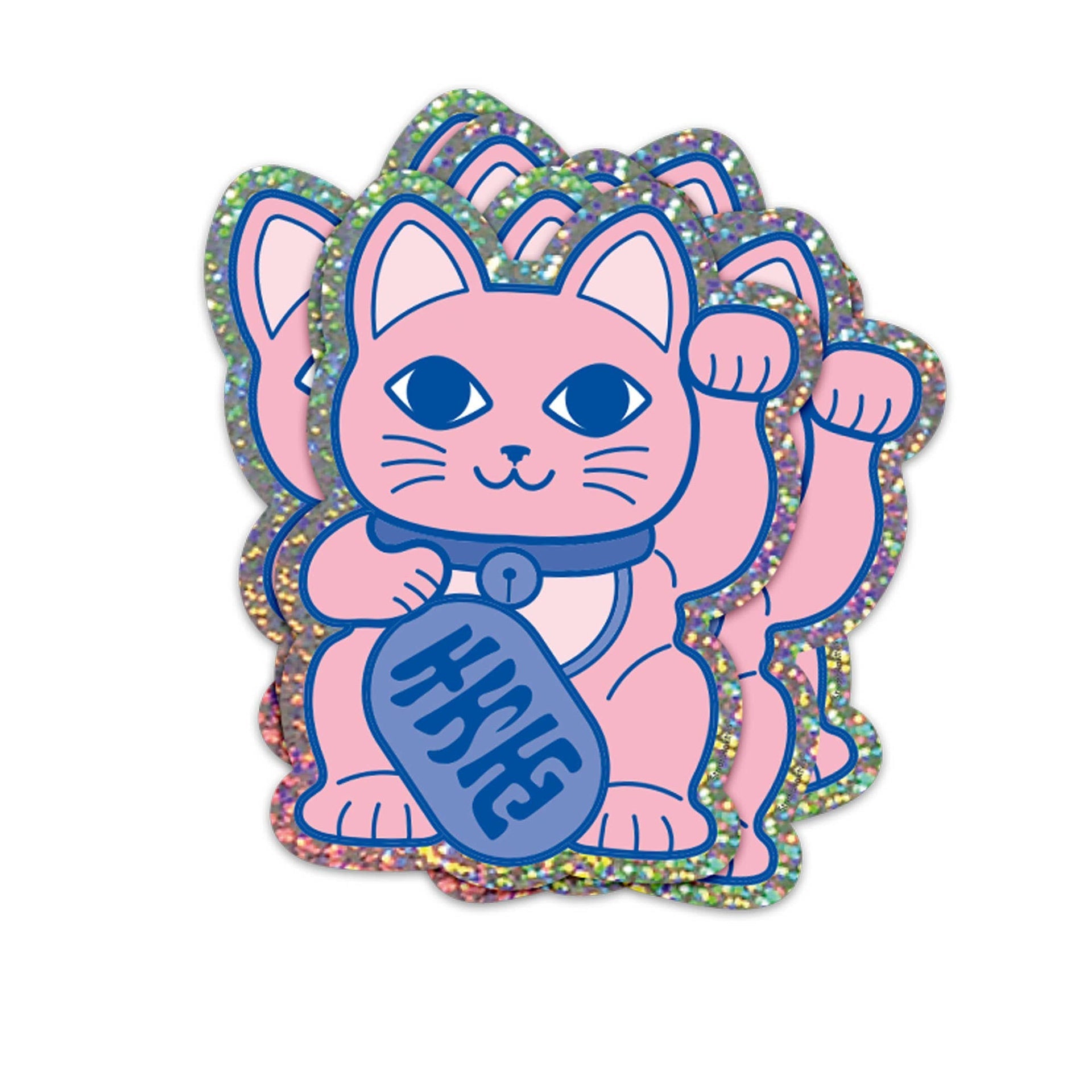 Maneki Neko Glückskatze Glitzeraufkleber