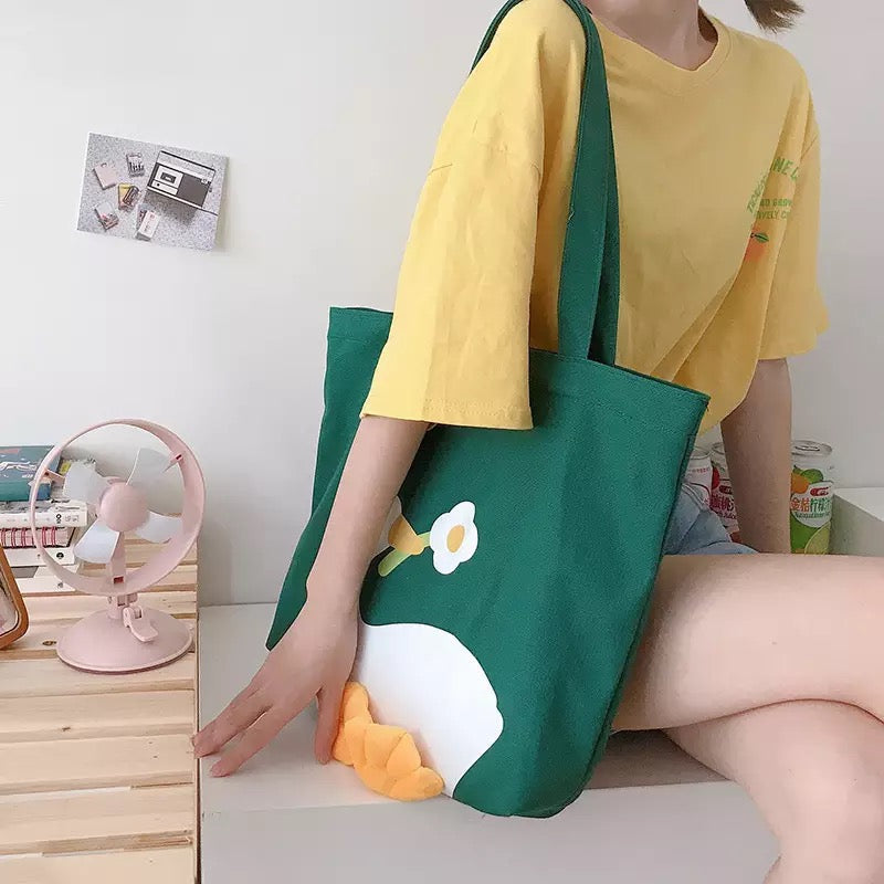 Tote Bag Canard Fleur Vert