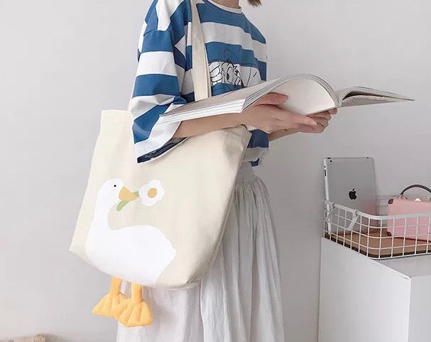 Tote Bag Canard Fleur Beige
