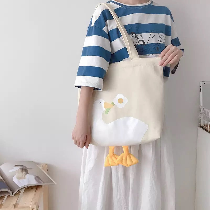 Tote Bag Canard Fleur Beige
