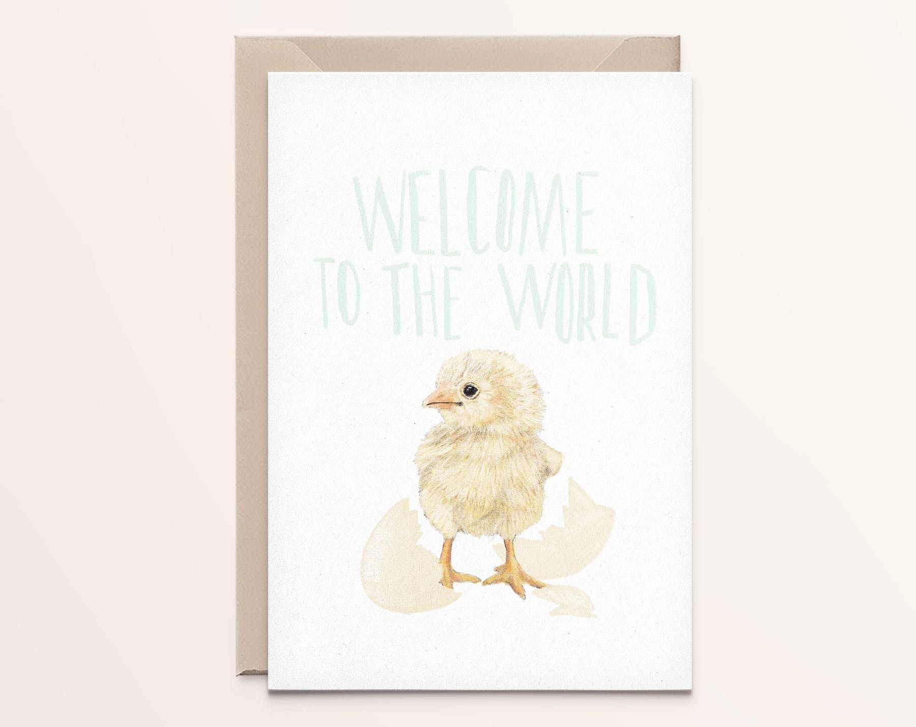 Carte de naissance Poussin Kathings Welcome to the World avec enveloppe, format A6 éco-responsable