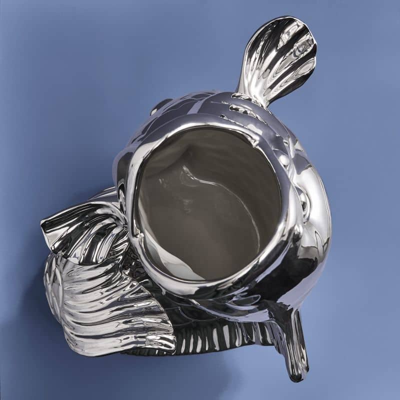 Sculpture/Vase Poisson Blubb, grès argenté