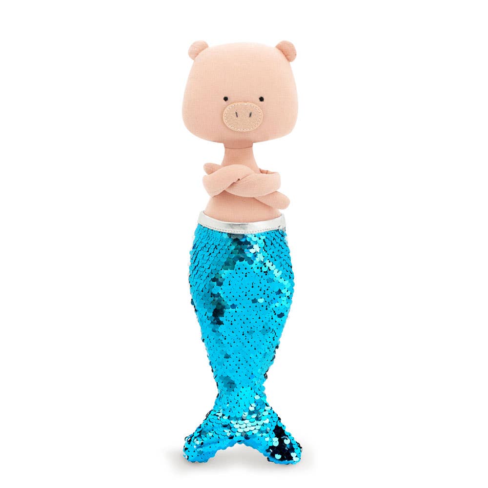 Peluche en coton, Nicky le cochon : Sirène-29cm-3+