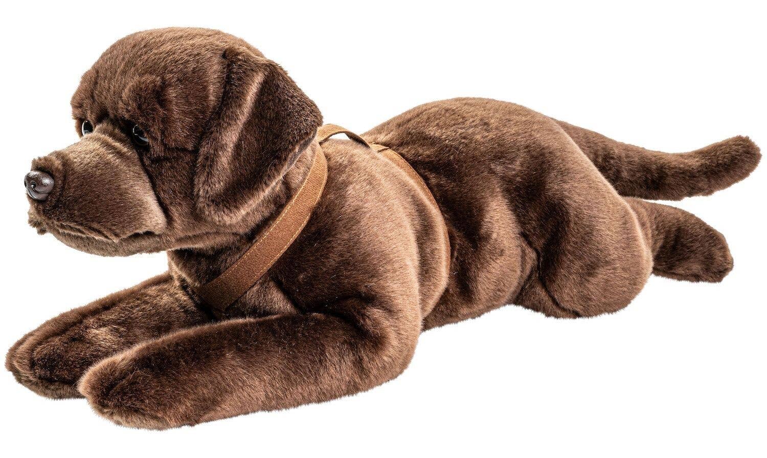 Labrador, couché, avec vaisselle (marron) - douillet ou en peluche Uni Toys