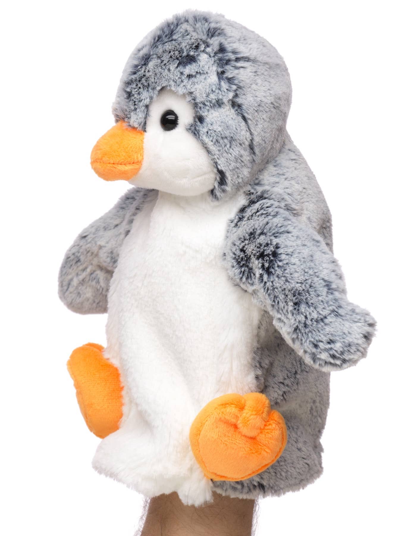 Marionnette à main pingouin (bleu chiné) Uni Toys