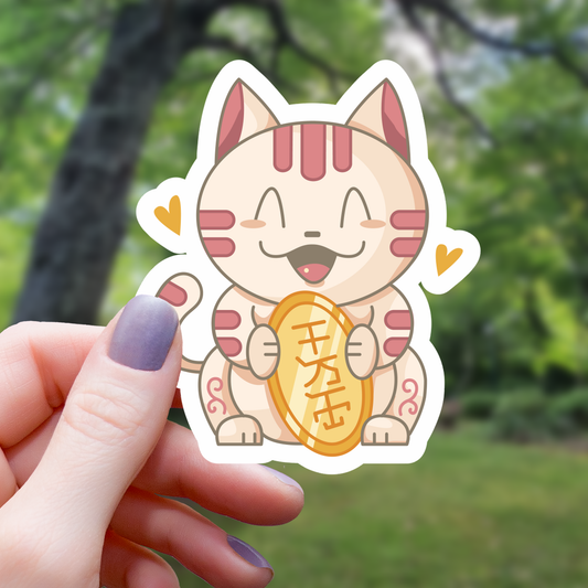 Autocollant Kawaii Chat Chanceux - le Chat Chanceux