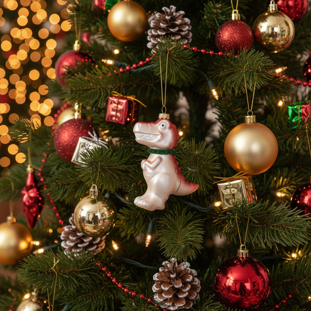 白色恐龙圣诞摆设