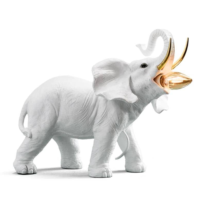 Lampe de table Éléphant Dumbo Blanc/Or