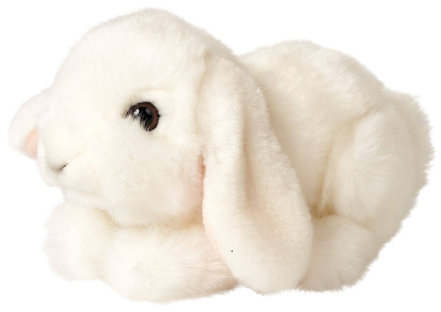 Peluche lapin bélier blanc couché Uni Toys