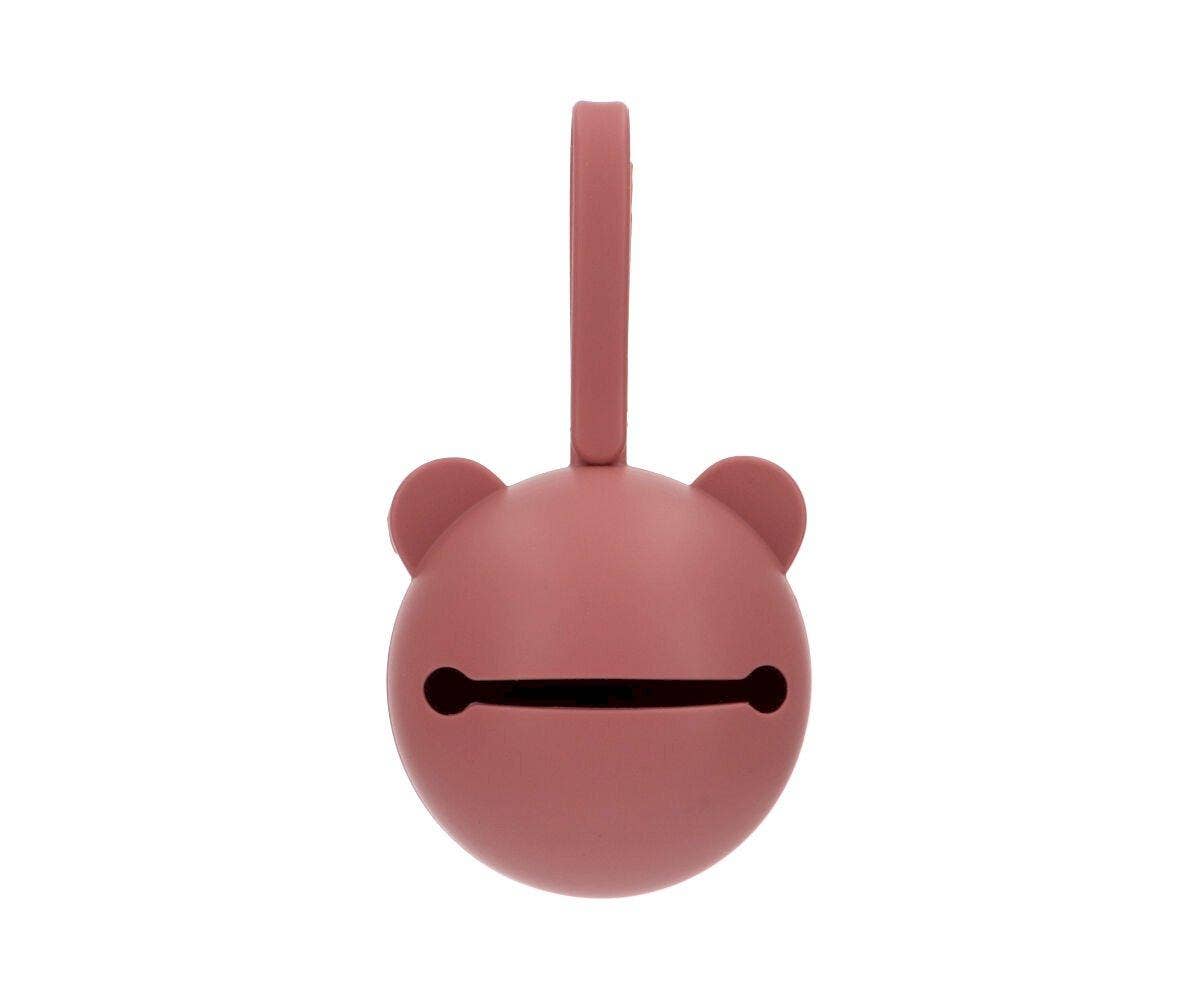 Porte-sucette en silicone Ours rose Dust